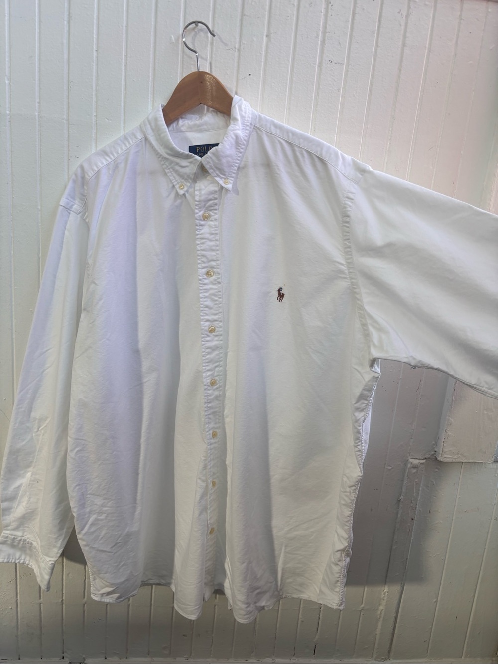 Ralph Lauren White Men's Button-Down Shirt with Polo Pony